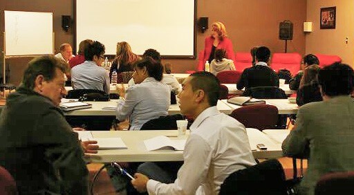 Jennifer Leone leads a presentation class